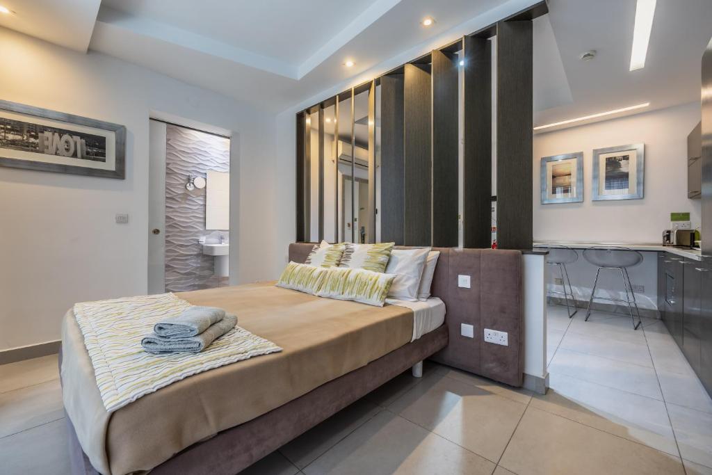 View of bathroom from bed